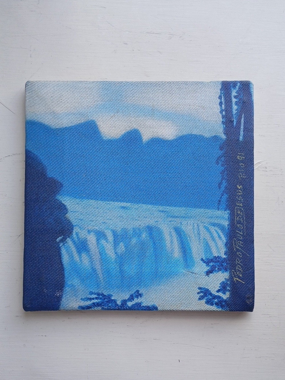 Original Art by Pedro Paulo de Jesus Blue Waterfall Canvas Painting 1991